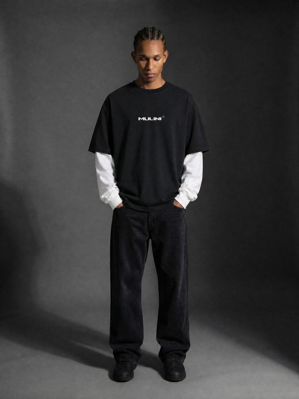 Layered Contrast Sleeve Cotton T-Shirt