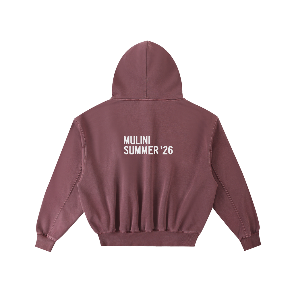 Frayed Enzyme Washed Fleece Hoodie