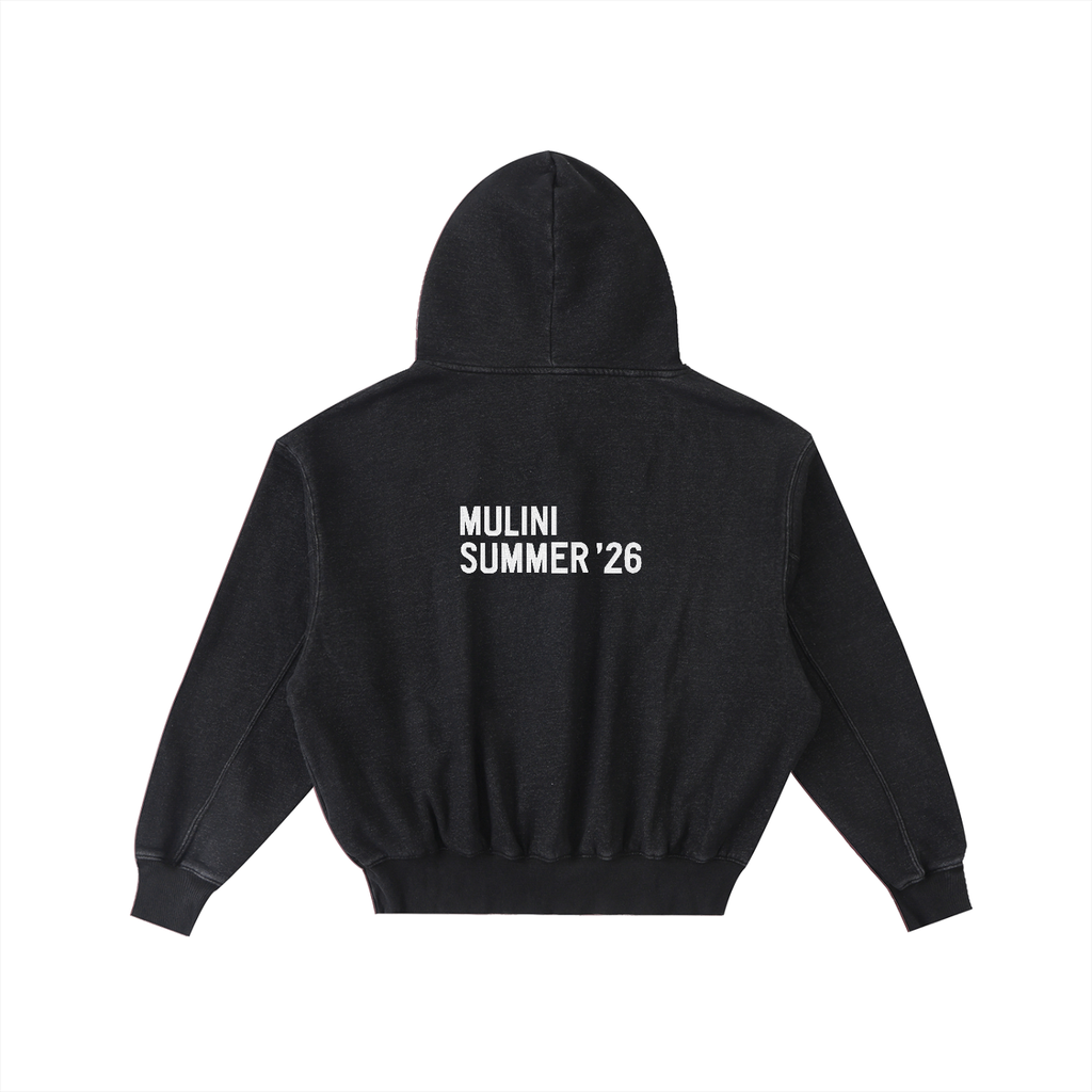 Frayed Enzyme Washed Fleece Hoodie