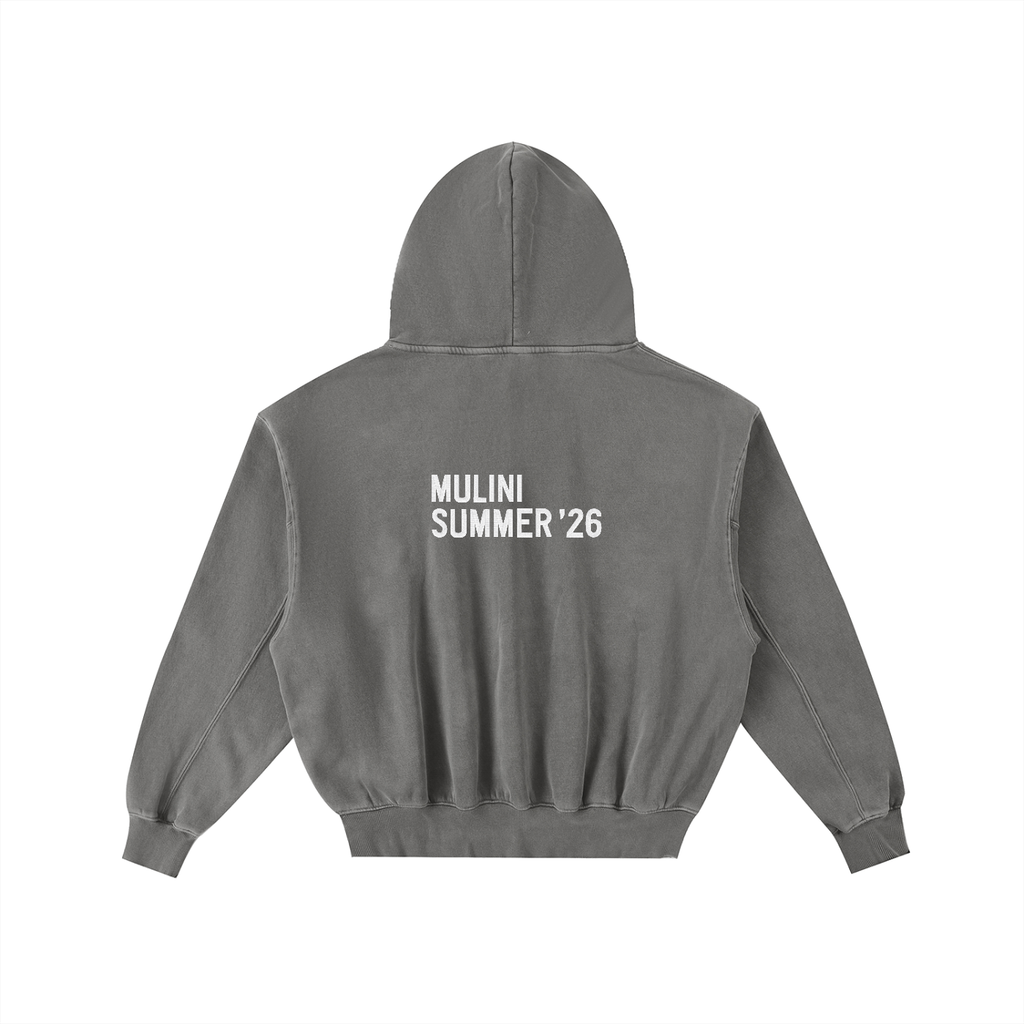 Frayed Enzyme Washed Fleece Hoodie