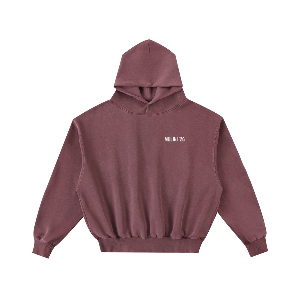 Frayed Enzyme Washed Fleece Hoodie