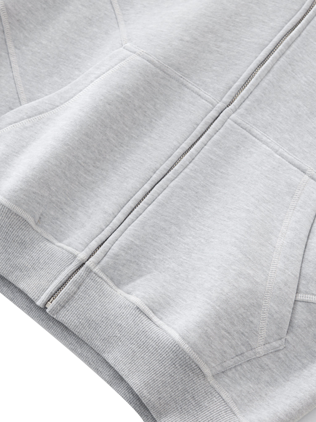 Cupid Boxy Stitched Zip Up Hoodie